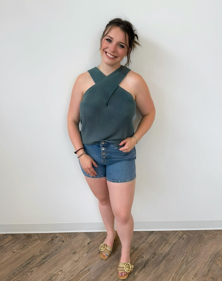 Amaryllis Criss Cross Knit Topknit top