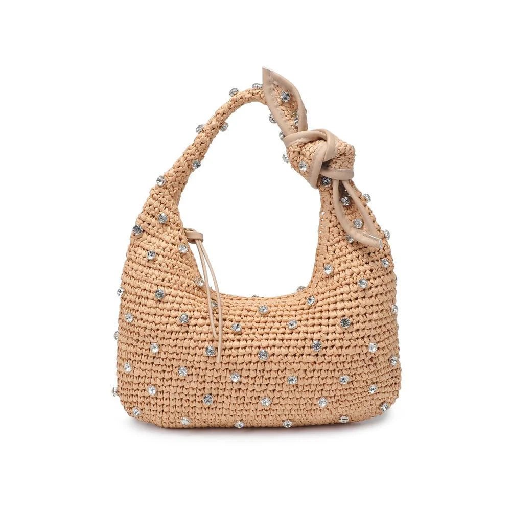 Annika Straw Shoulder Bag with RhinestonesBag