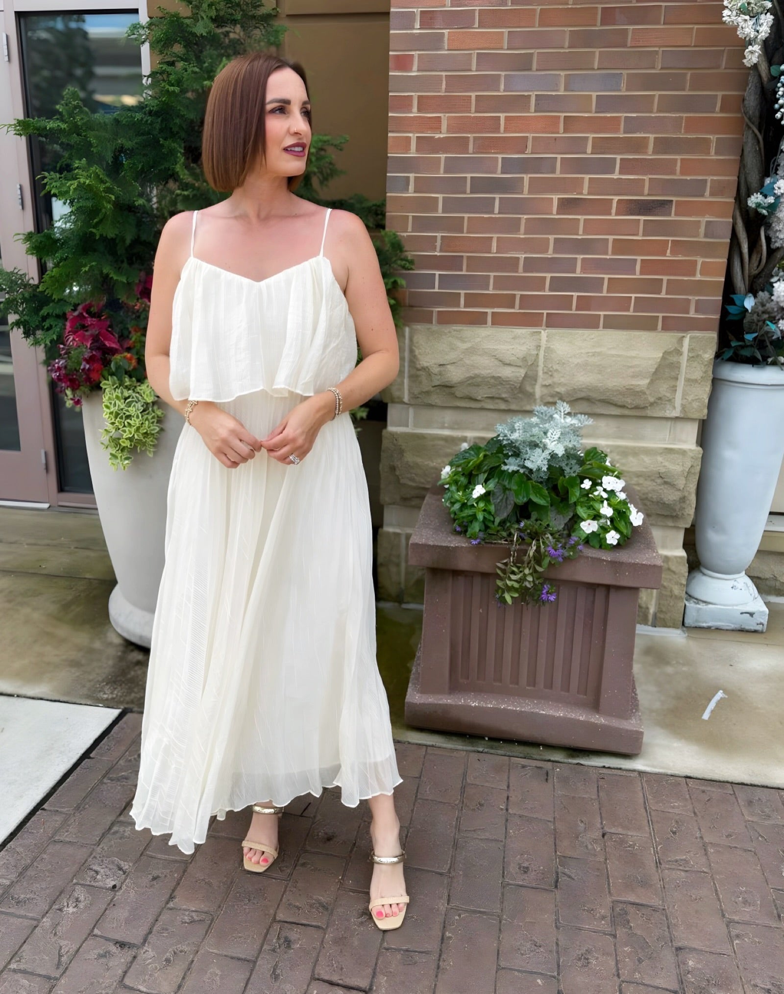 midi pleated dresses for weddings Steve Madden Sakura Pleated Dress in Marshmallow at Nordstrom, Size 4