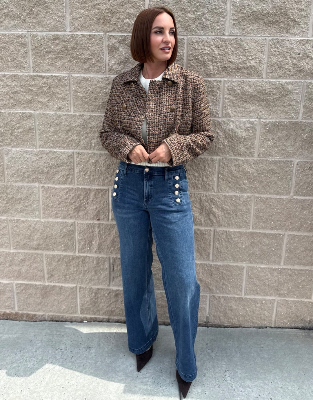 Mae Mid Rise Denim with Button DetailDenim Jeans