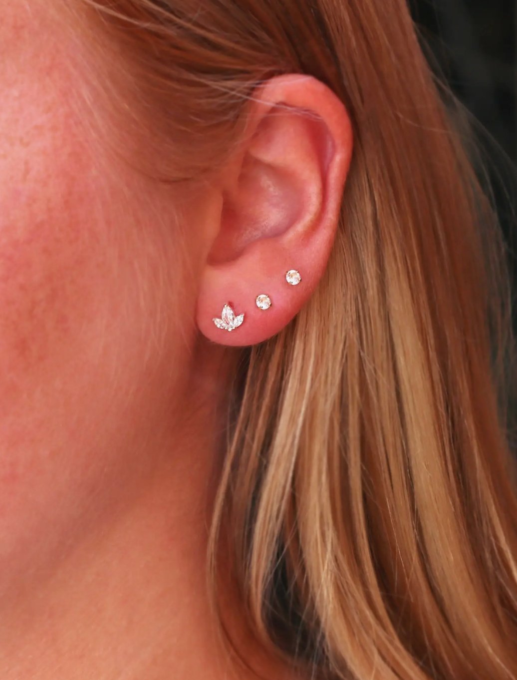 Kris Nations Triple Crystal Marquis Stud EarringsEarrings