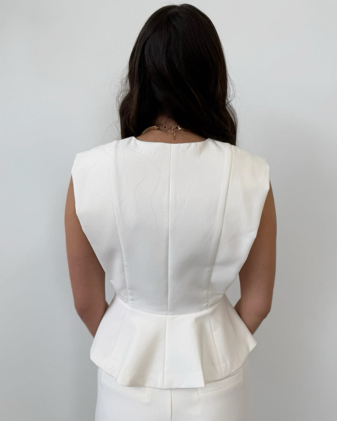 Roxanne Sleeveless Top with Peplum Hem