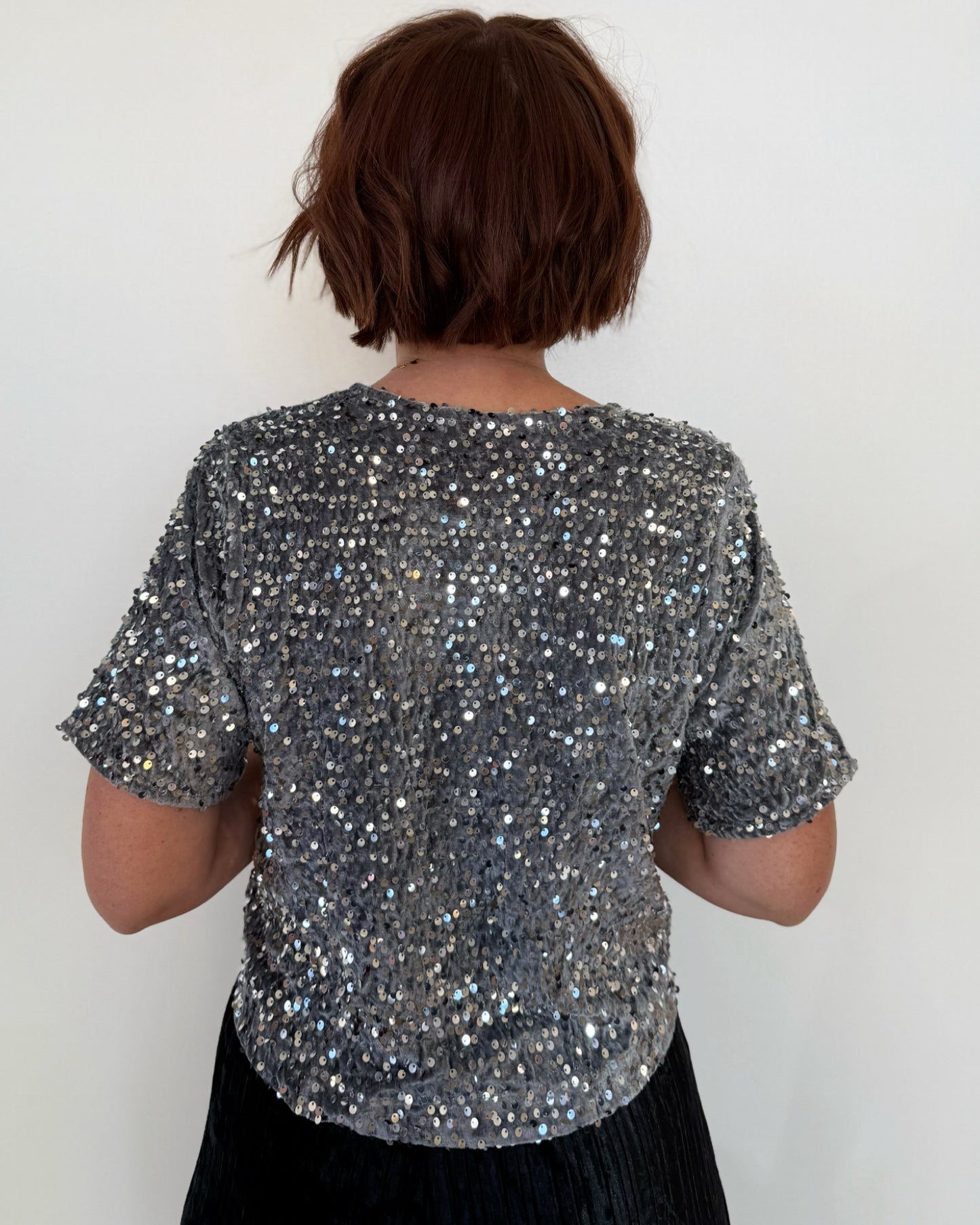 Sabine Short Sleeve Sequin Top