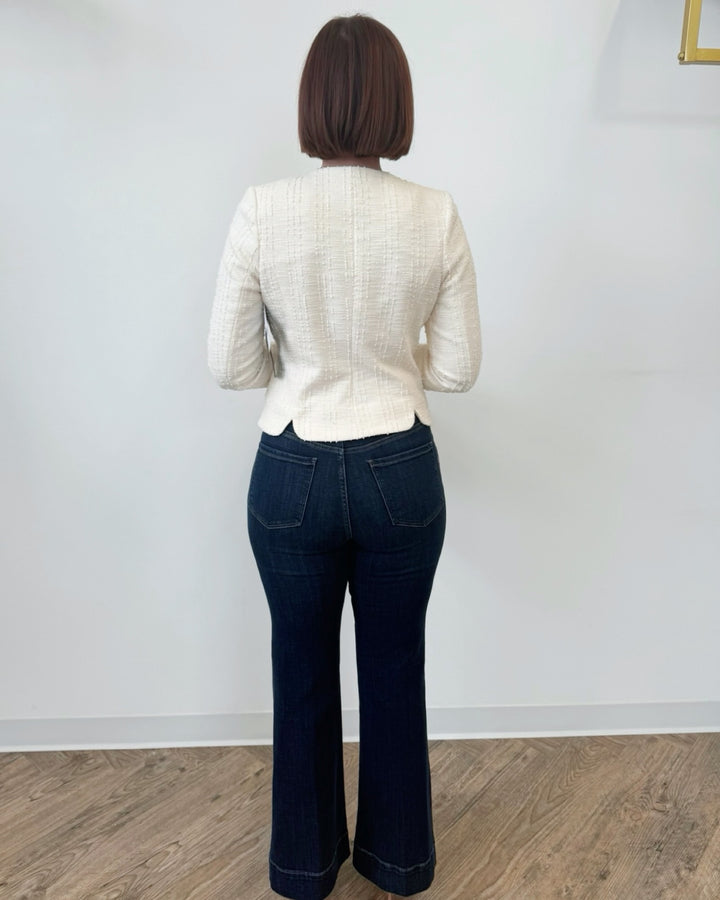 Liverpool Collarless Jacket with Scallop Detail