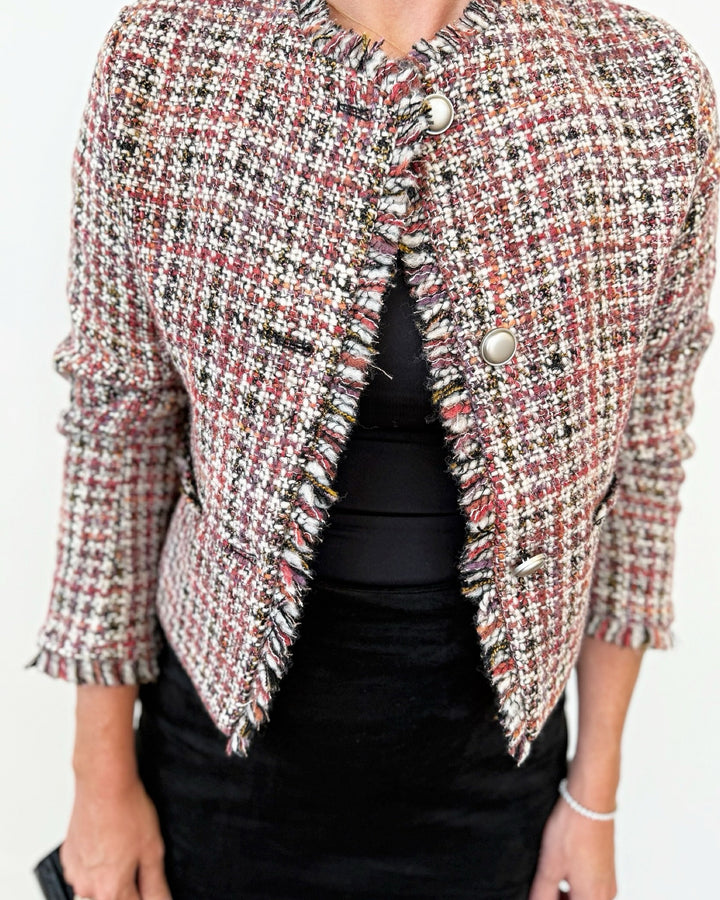 Nanette Tweed Blazer with Fray Details