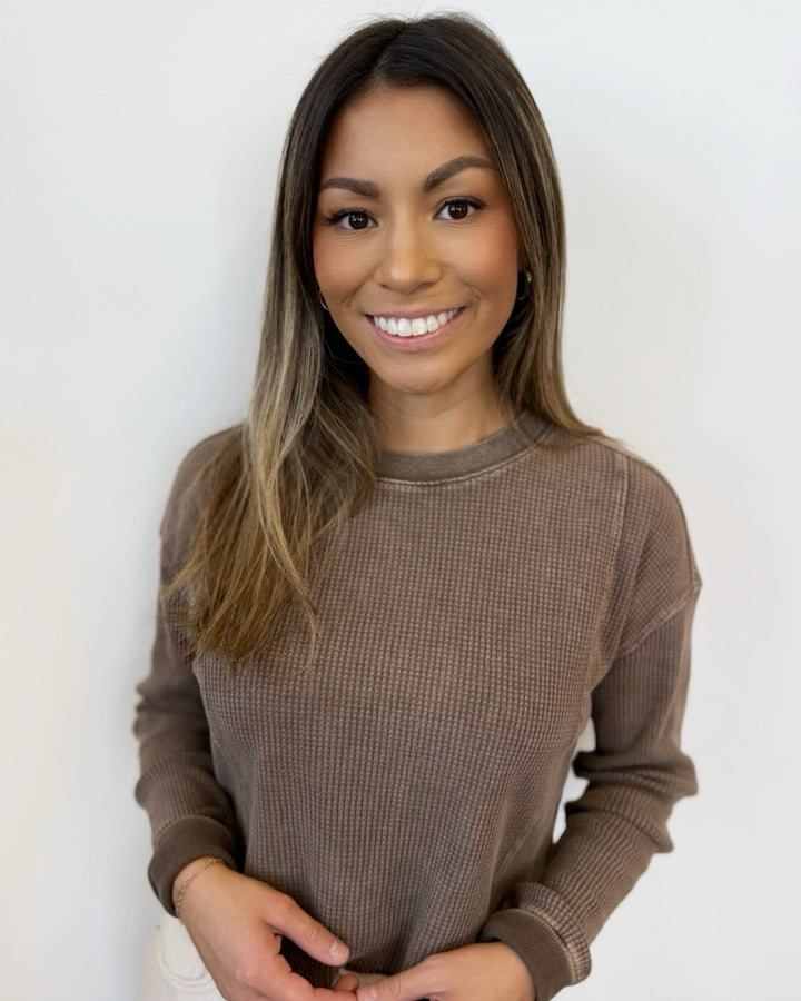 Charlene Waffle Knit Long Sleeve Top