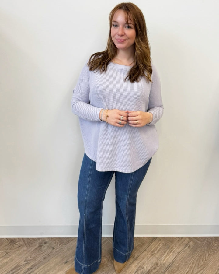 Free People Latte Blues Solid Thermal Top