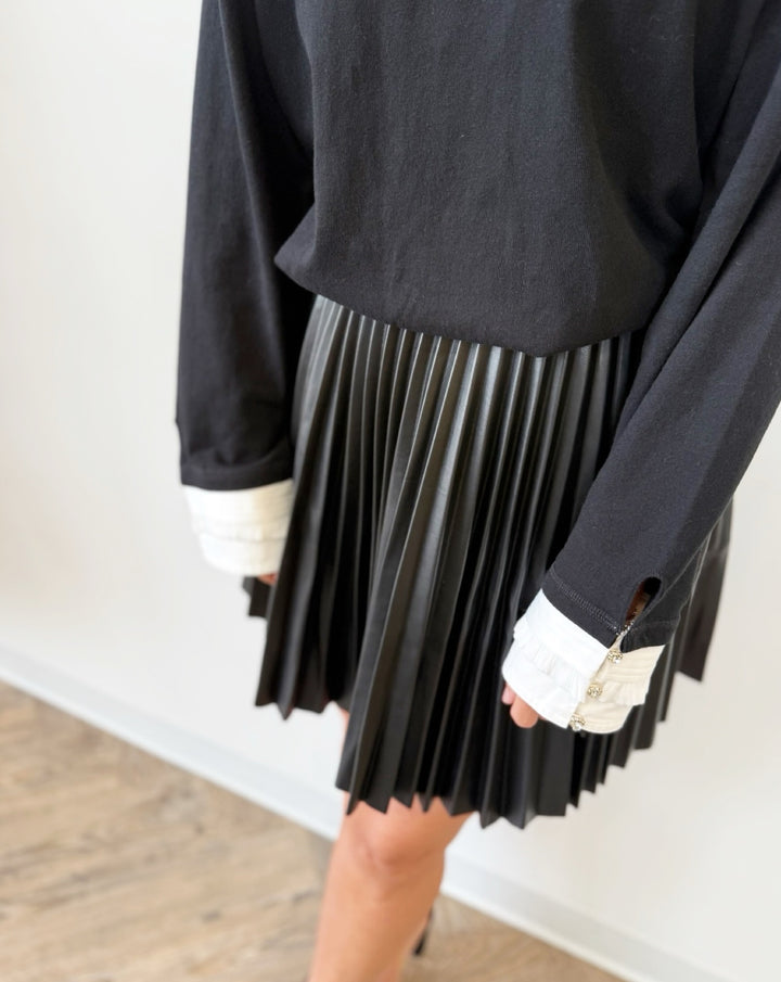 Gena Faux Leather Pleated Skirt