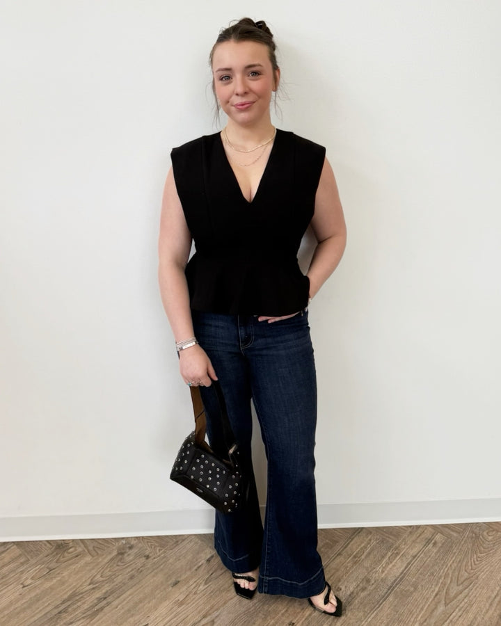 Roxanne Sleeveless Top with Peplum Hem