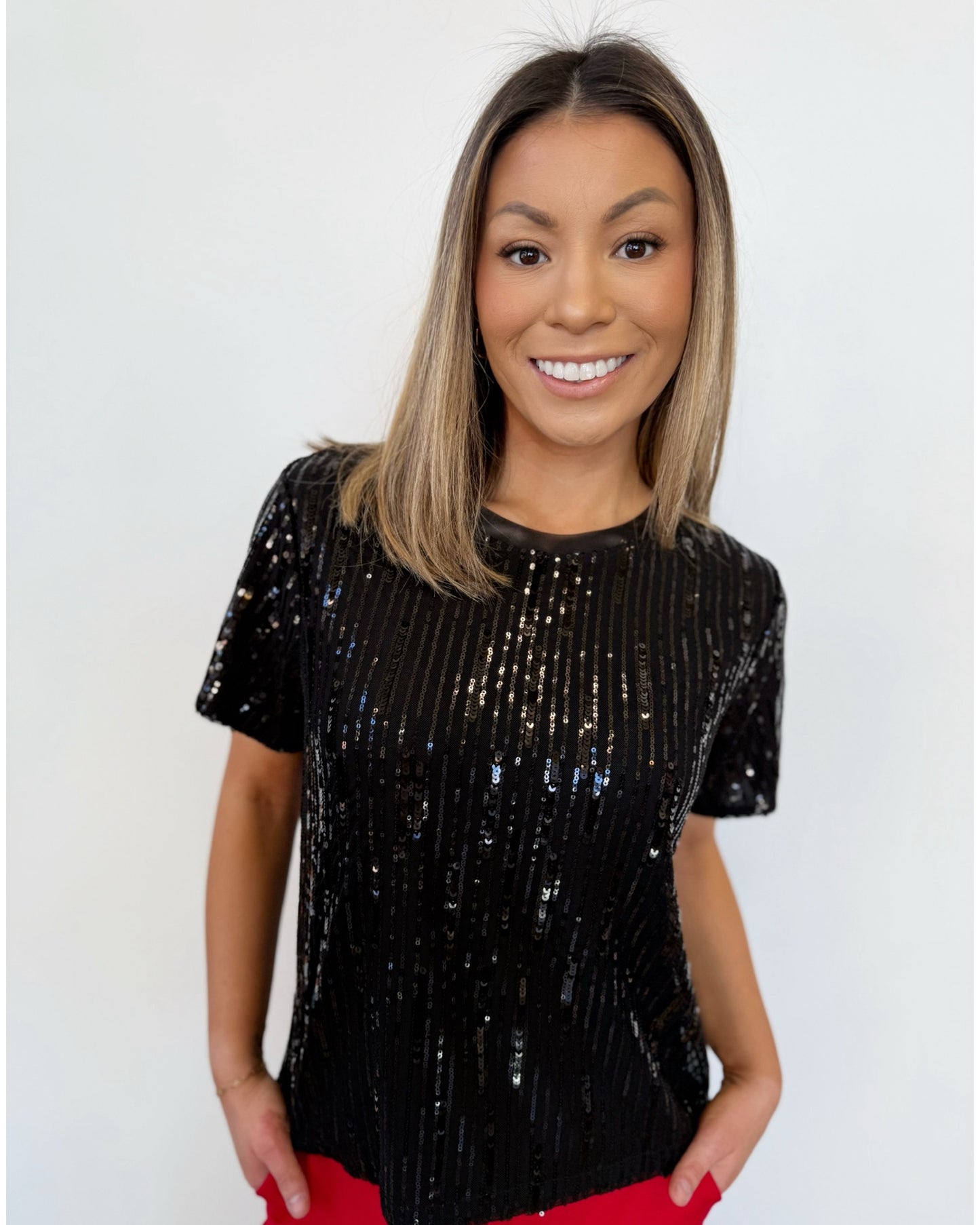 Stella Sequin Short Sleeve Top