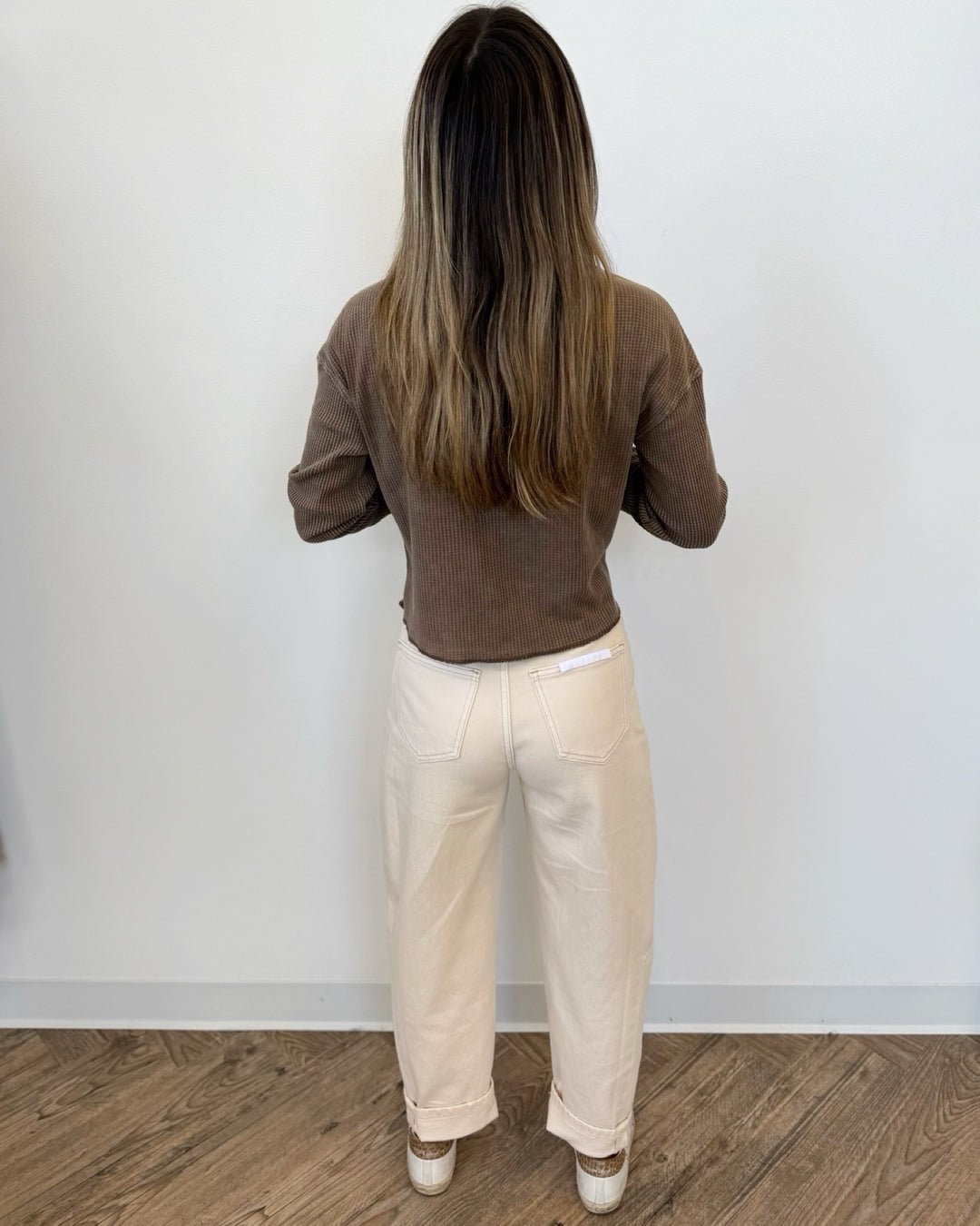 Charlene Waffle Knit Long Sleeve Top