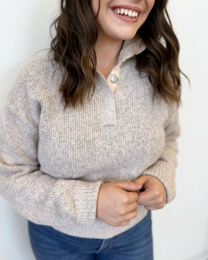 Elina Long Sleeve Knit Collared Pullover