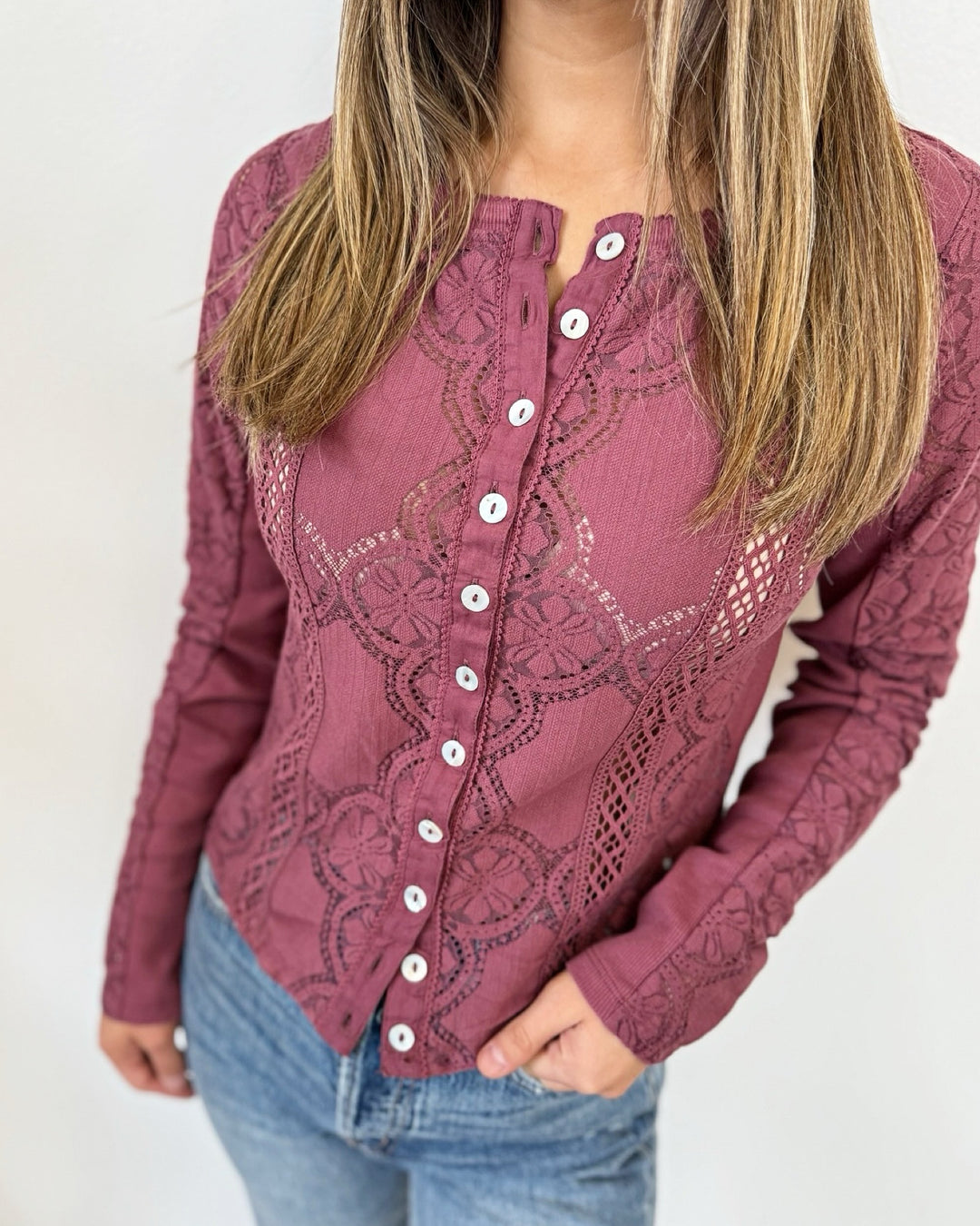 Posey Lace Knit Long Sleeve