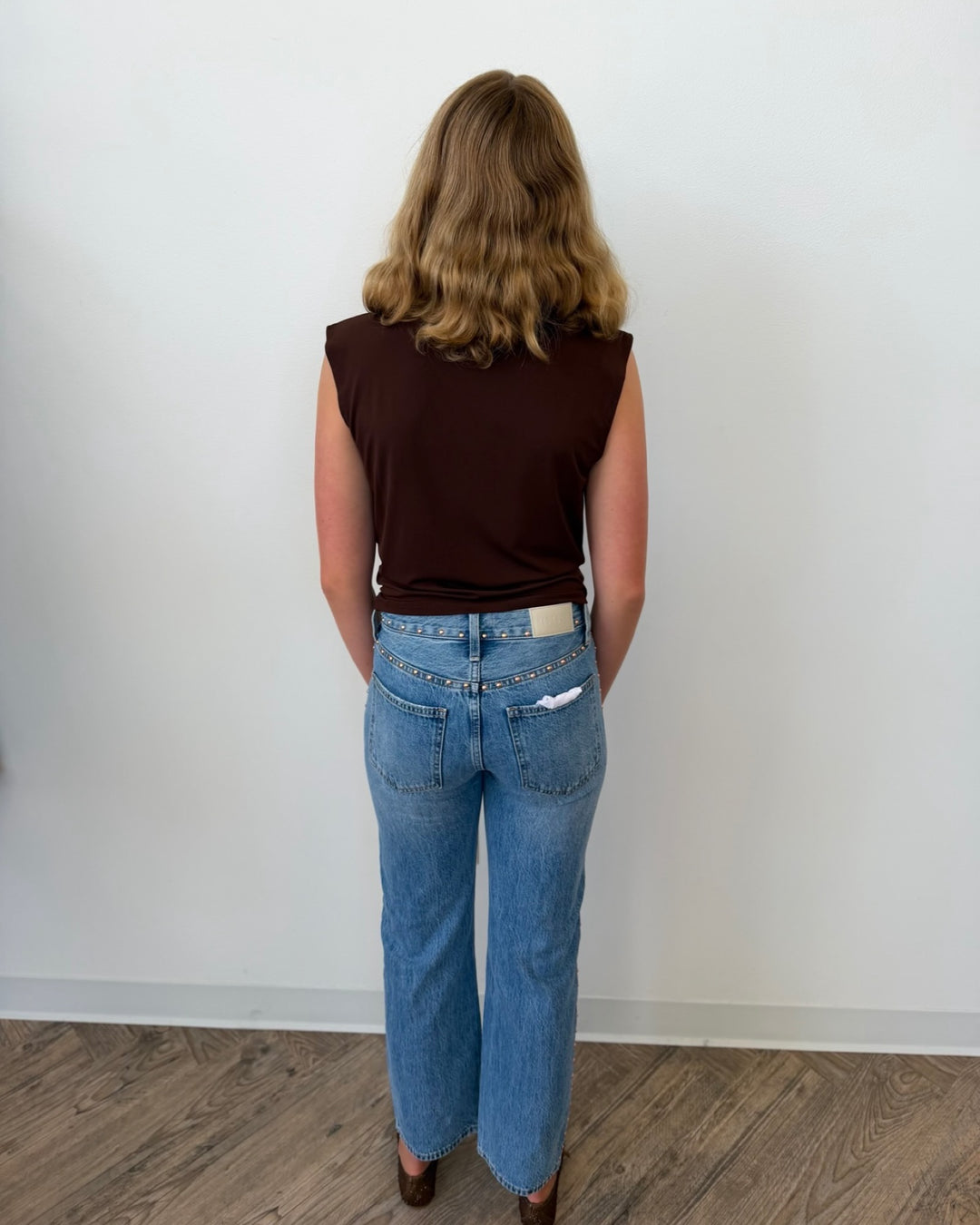 Pistola Lexi Mid Rise Bowed Straight Leg Denim in Star Studded