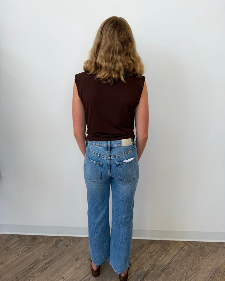 Pistola Lexi Mid Rise Bowed Straight Leg Denim in Star Studded