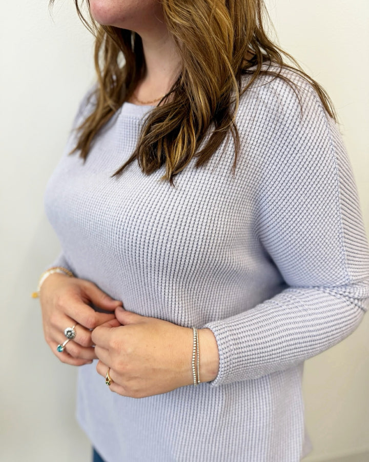 Free People Latte Blues Solid Thermal Top