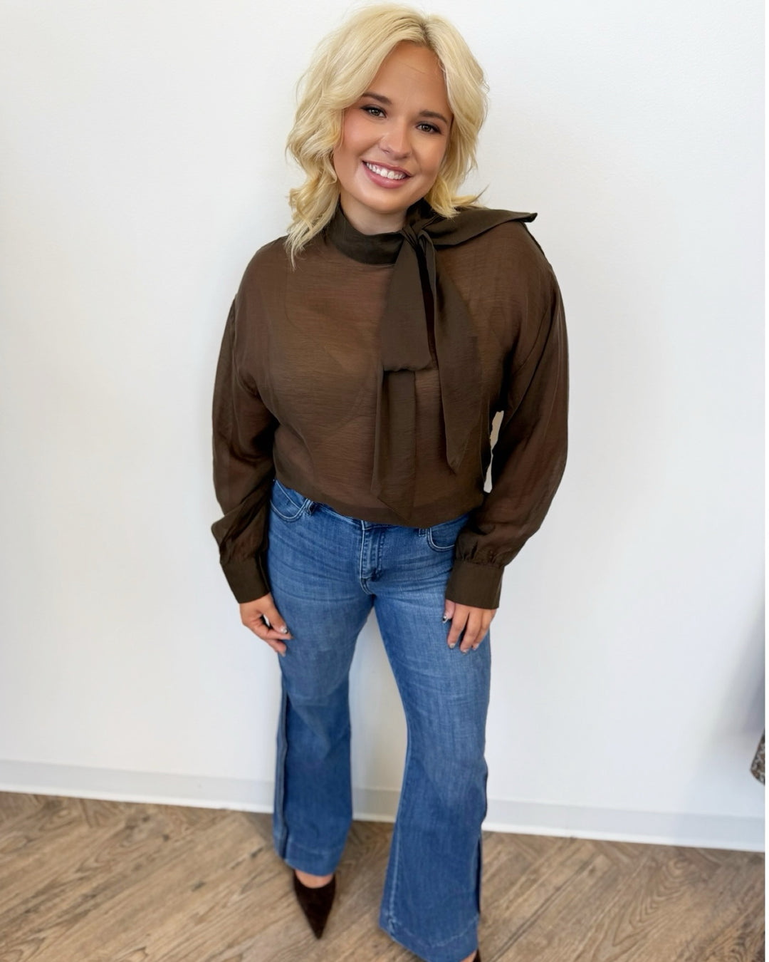 Ellie Sheer Long Sleeve Blouse