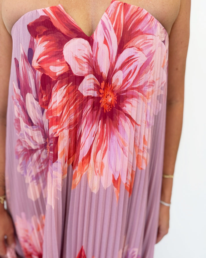 Lilia Strapless Pleated Maxi Dress