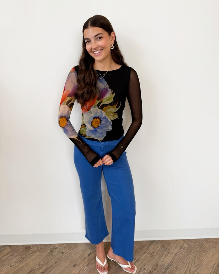 Free People Lilly Printed Long Sleeve Top