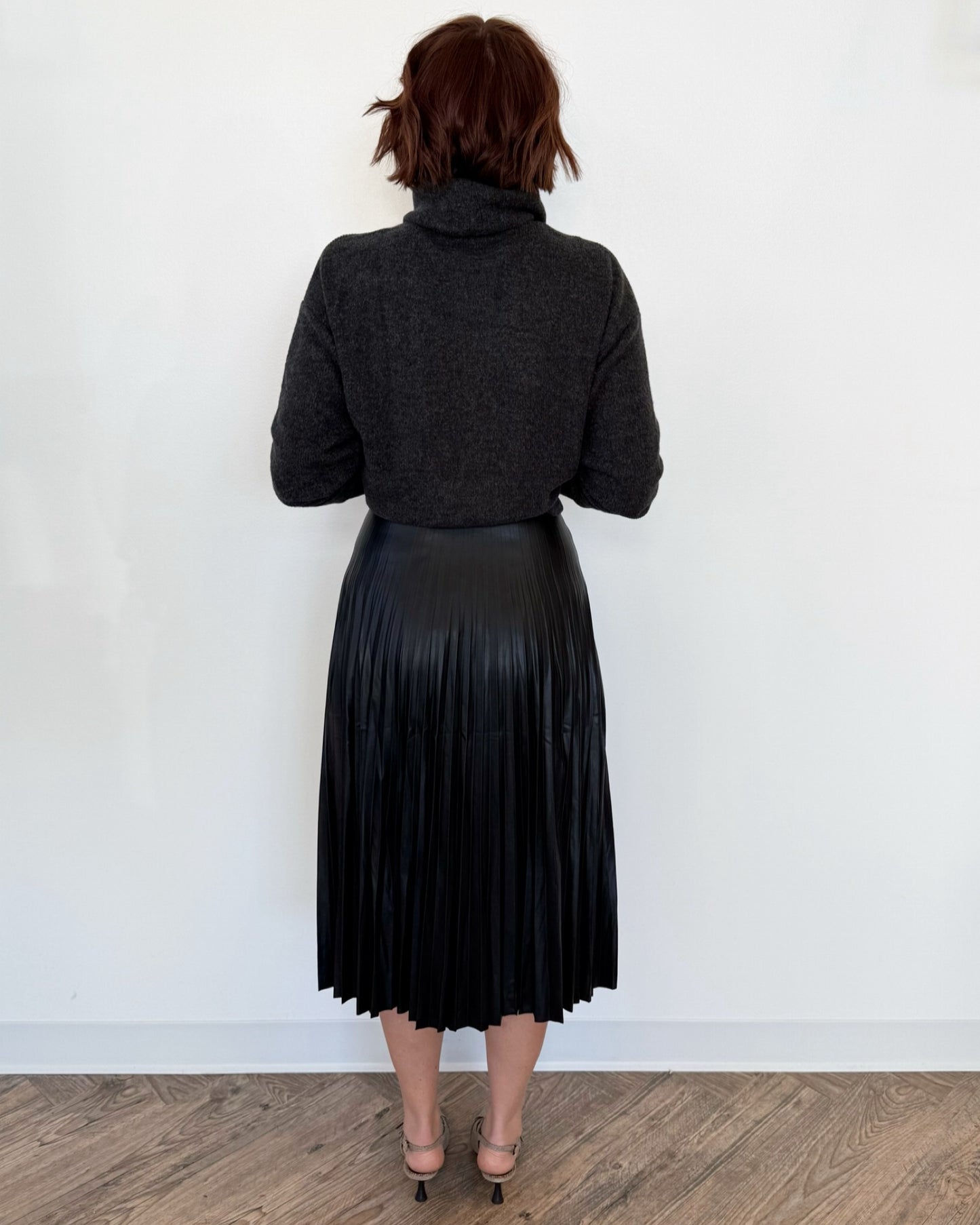 Maisel Pleated Faux Leather Skirt