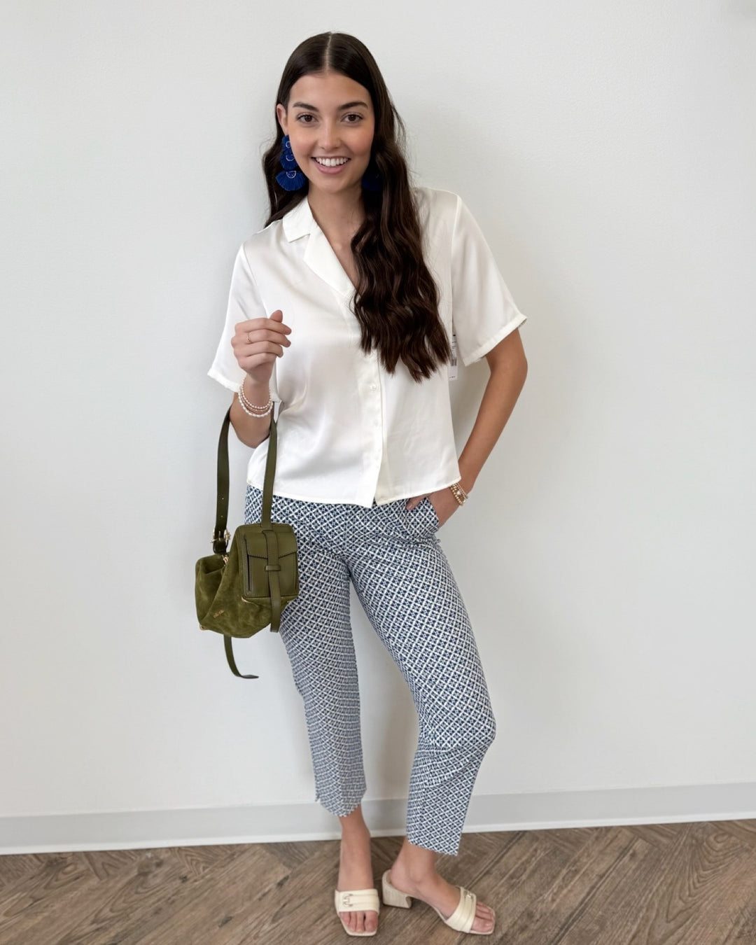 Liverpool Short Sleeve Camp Collar Blouse