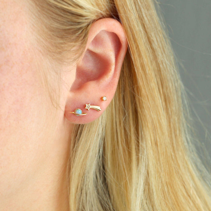 Kris Nations Shooting Star with Crystals Stud Earrings