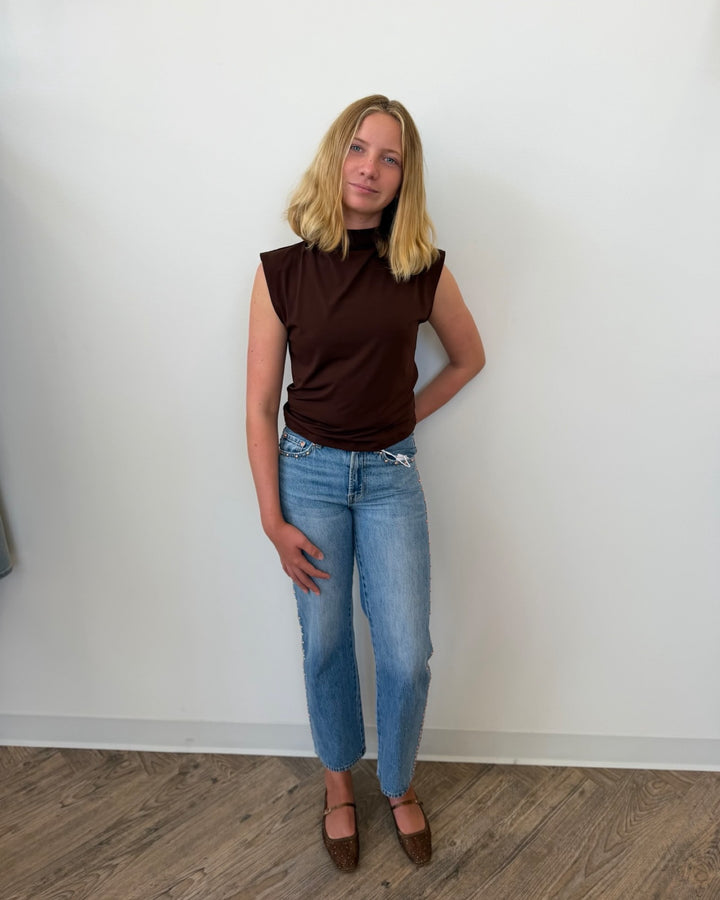 Pistola Lexi Mid Rise Bowed Straight Leg Denim in Star Studded
