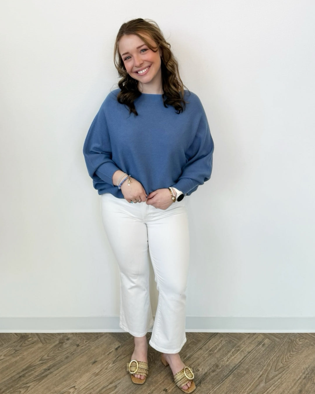 Besette Long Sleeve Knit with Boat Neckline