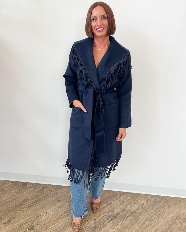 Una Coat with Fringe