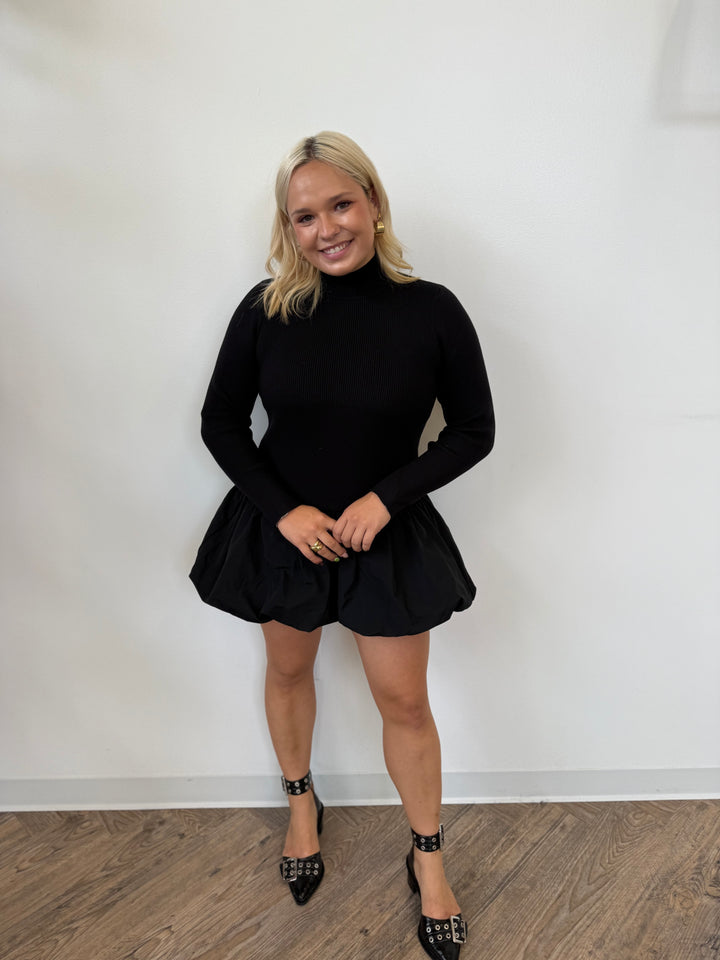 Tilly Long Sleeve Mini Dress with Bubble Hem
