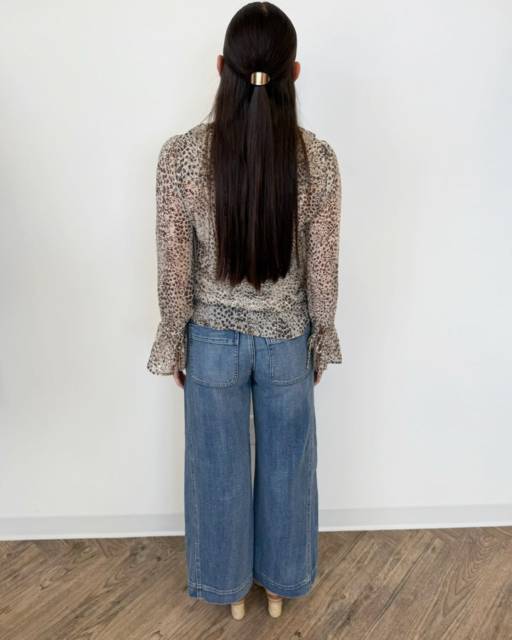 Liverpool Long Sleeve Ruffle Front Woven Shirt