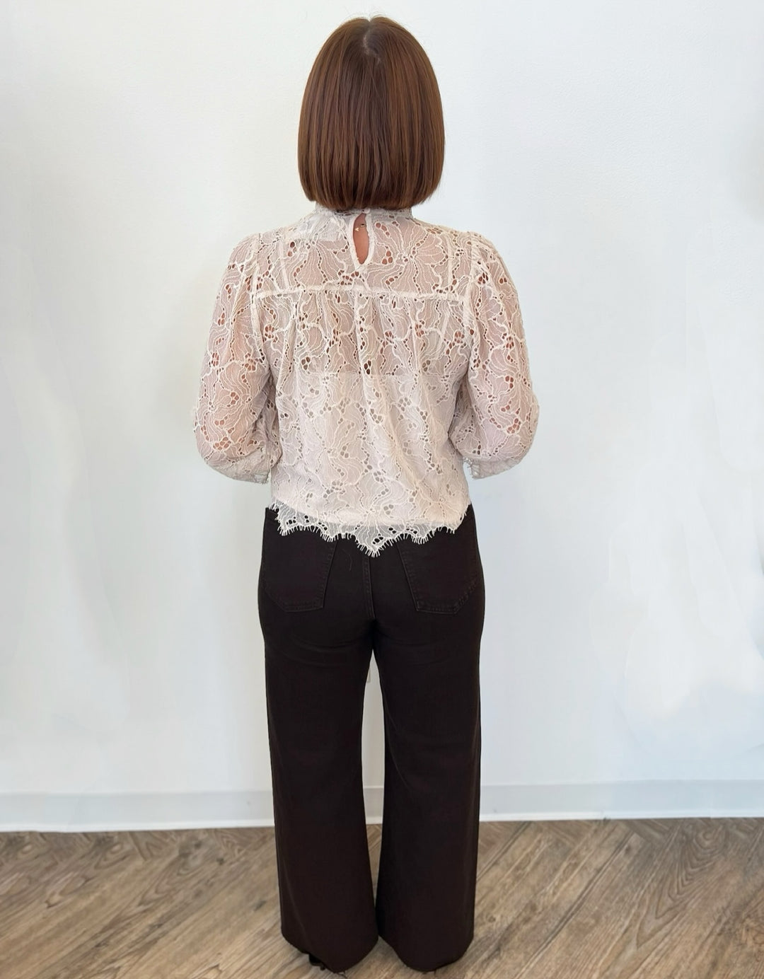 Vella Mock Neck Lace Blouse