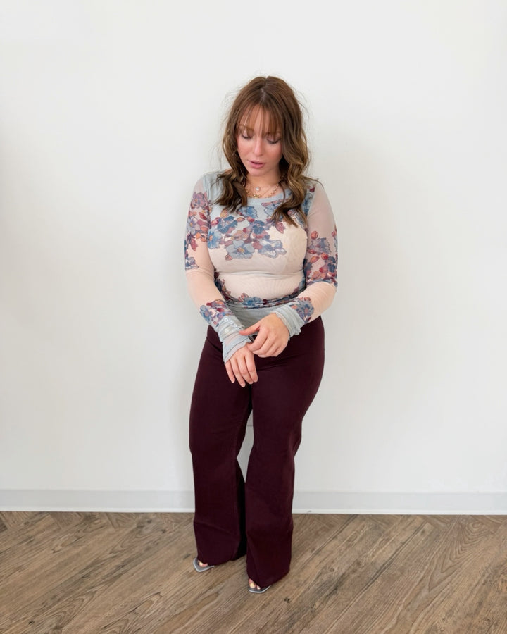 Free People Lilly Printed Long Sleeve Top