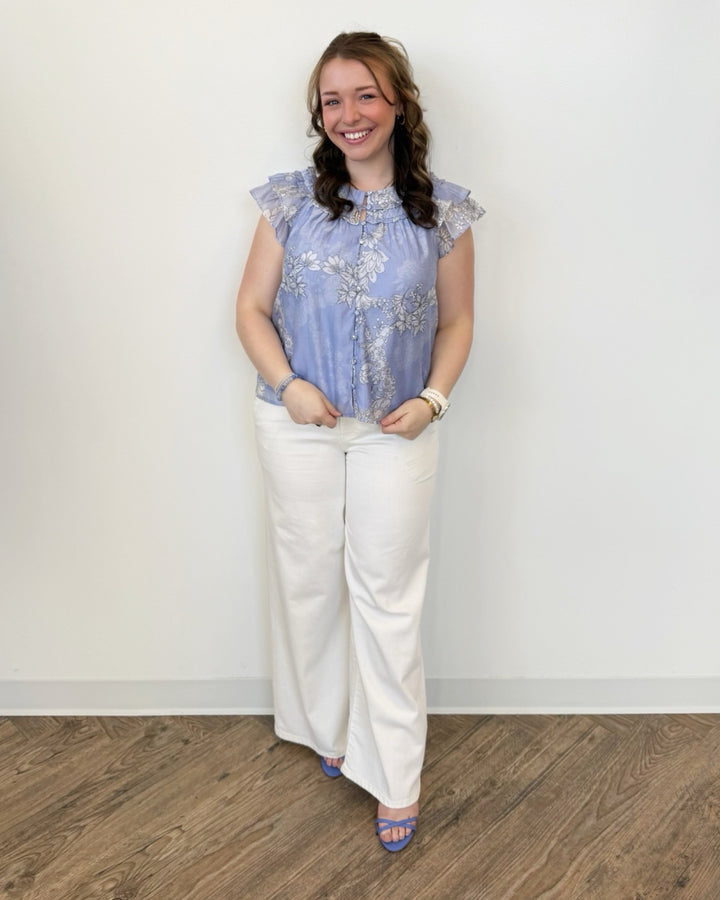 Eileen Floral Print Short Sleeve Blouse