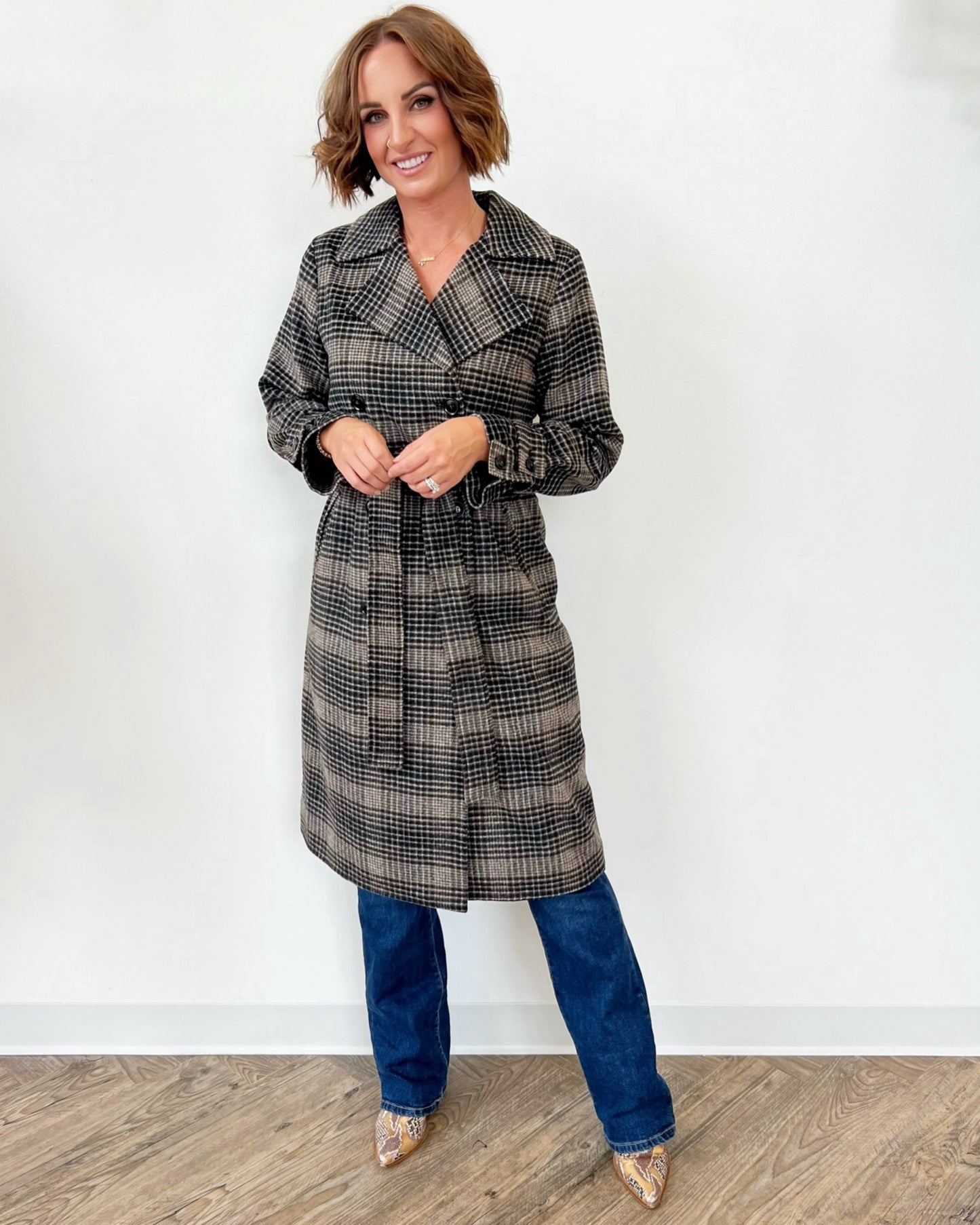 Markel Plaid Trench Coat