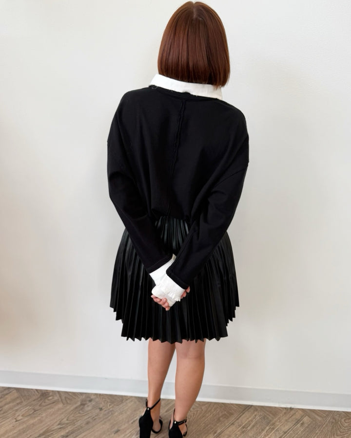 Gena Faux Leather Pleated Skirt