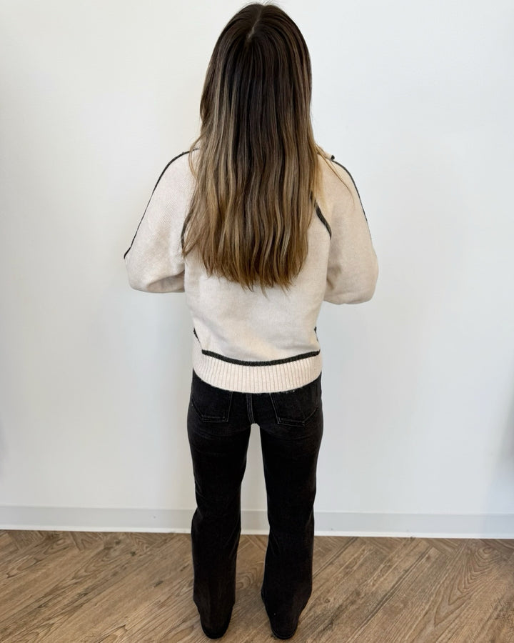 Trevor Half Zip Striped Long Sleeve Knit