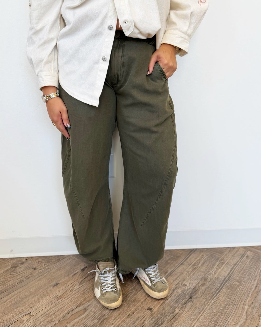 Free People Spotlight Washed Barrel Leg