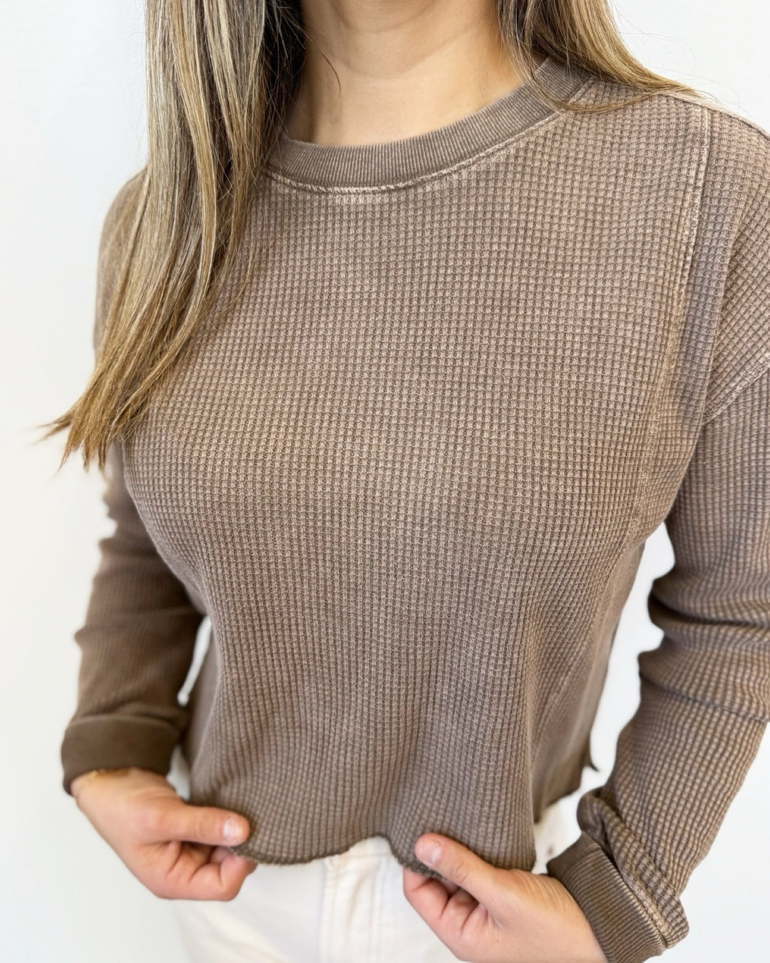 Charlene Waffle Knit Long Sleeve Top