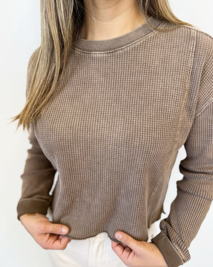 Charlene Waffle Knit Long Sleeve Top