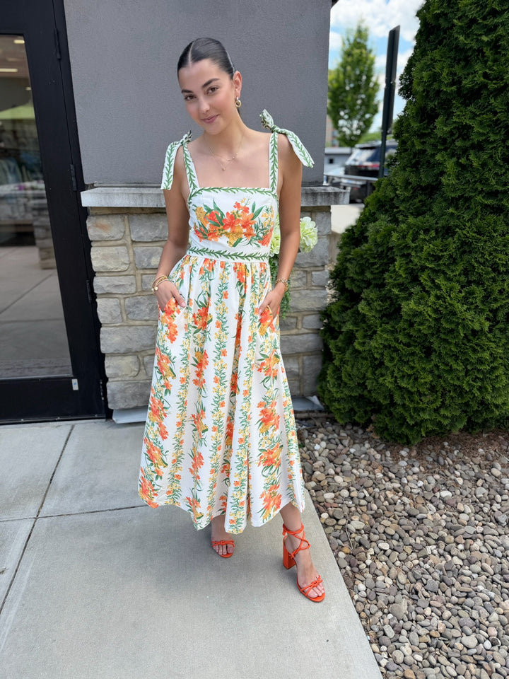Marigold Floral Printed Midi Dress
