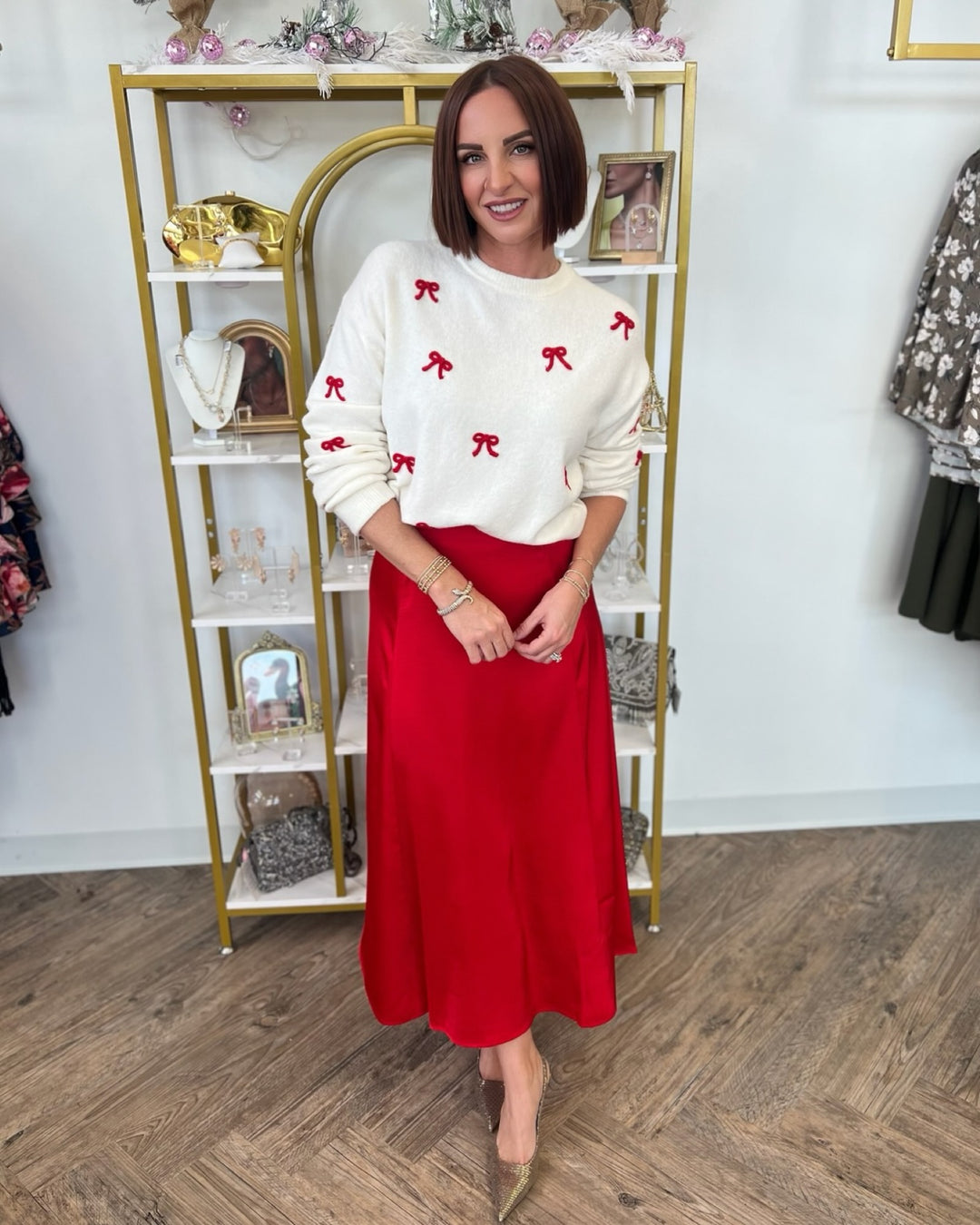 Peyton Satin Midi Skirt