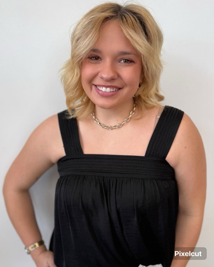 Liverpool Sleeveless Woven Top with Pintuck Straps