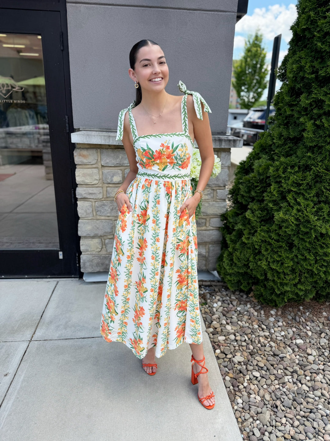 Marigold Floral Printed Midi Dress