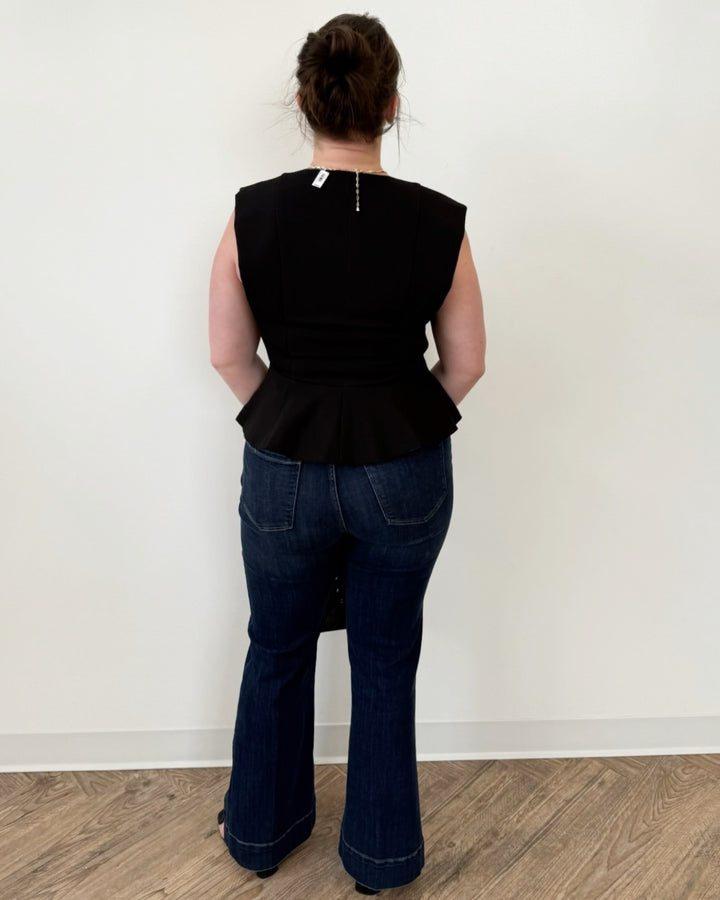 Roxanne Sleeveless Top with Peplum Hem