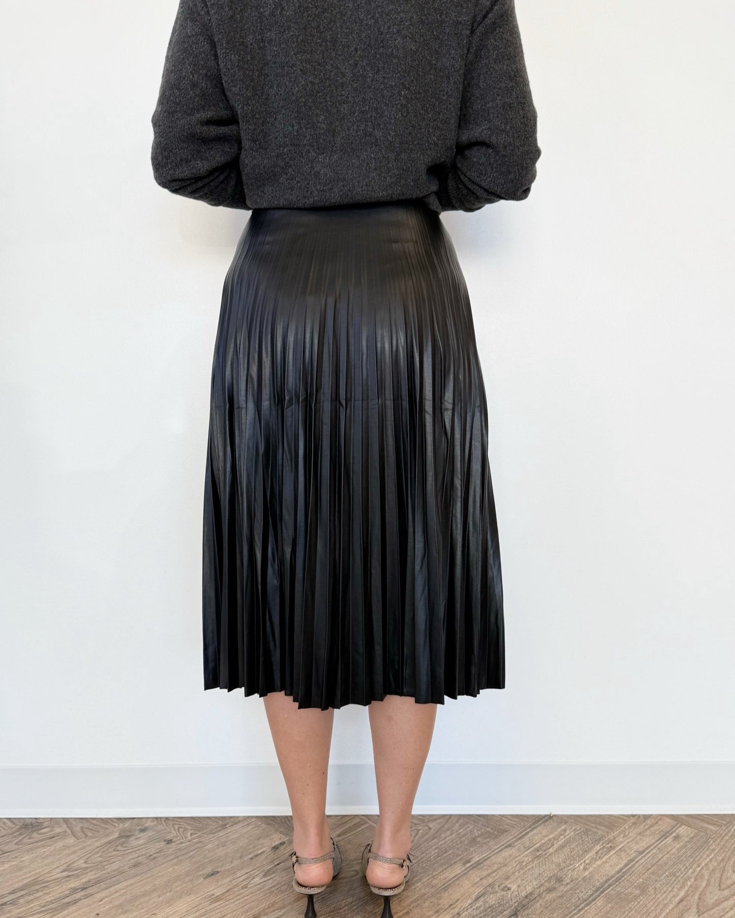 Maisel Pleated Faux Leather Skirt