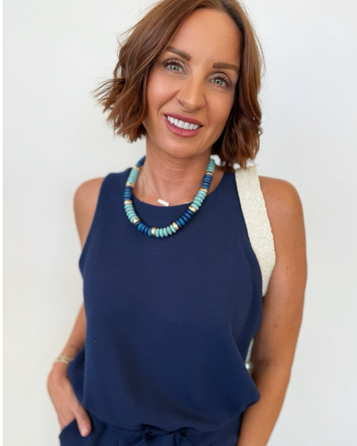 Enzo Sleeveless Full Length Ribbed Jumpsuit