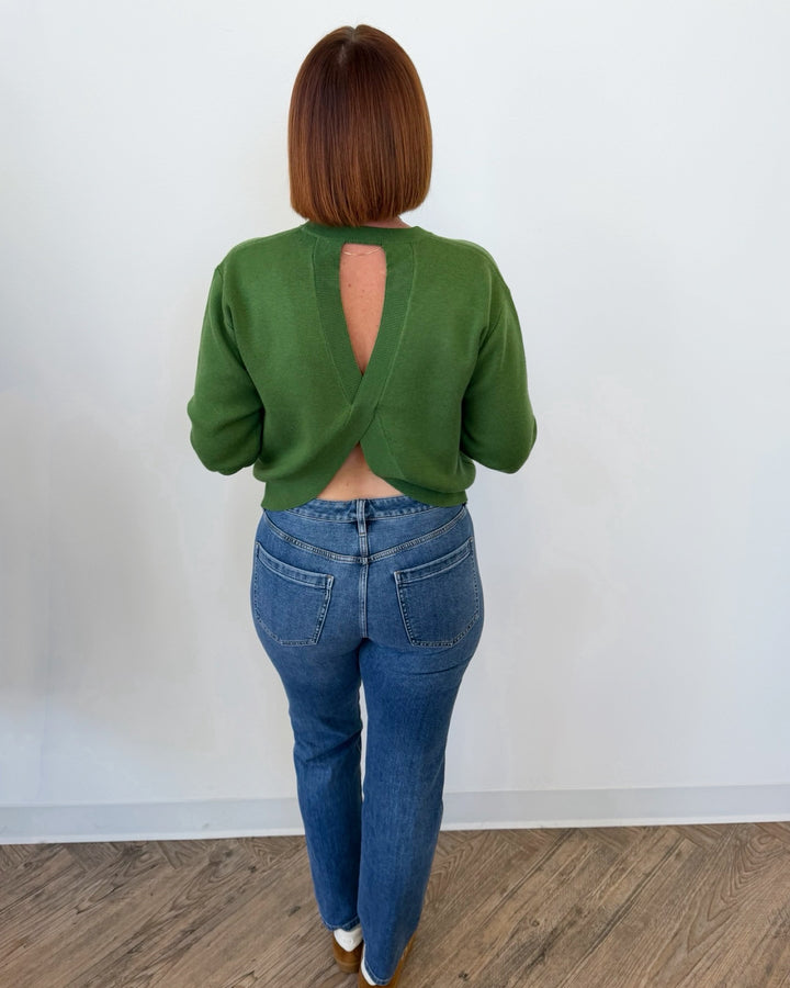 Plamedi Long Sleeve Knit with Crossover Back