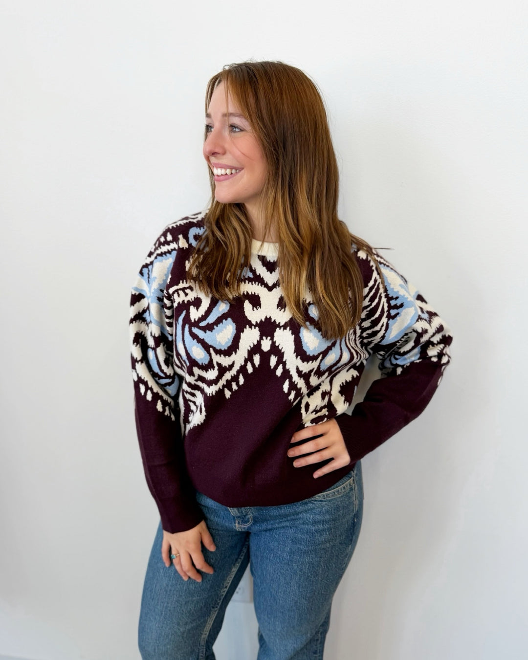 Pavaro Long Sleeve Jacquard Knit