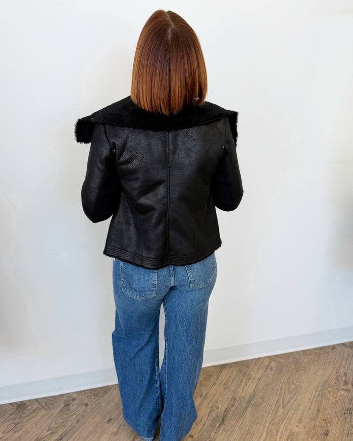 Free People Fourline Shearling Aviator Jacket